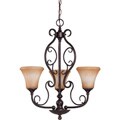 Windermere 3 Light Chandelier Golden Umber with Toffee Crunch Glass