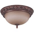 Wesley 3-light Dark Plum Bronze With Amber Bisque Glass Flush Dome