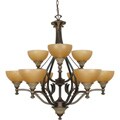 Rockport Tuscano Sepia Glass Dorado Bronze 9-light Chandelier