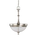 Salem 3 Light Brushed Nickel With Frosted Linen Glass Pendant