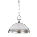 Salem 1 Light Brushed Nickel With Frosted Linen Glass Hanging Dome