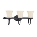 Salem 3 Light Aged Bronze With Biscotti Glass Vanity