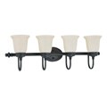 Salem 4 Light Aged Bronze With Biscotti Glass Vanity