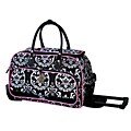 Jenni Chan Damask 20-inch Black Pink Carry On Upright Duffel Bag