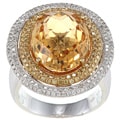 14k White Gold Citrine 7/8ct TDW White Diamond Ring (GH,SI1)