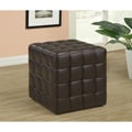Dark Brown Leather-Look Ottoman
