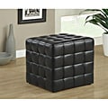 Black Leather-Look Ottoman