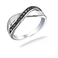 Sterling Silver 1/4ct TDW Black Diamond Crossover Ring