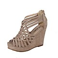 Modesta by Beston Women's 'Dema-01' Beige Woven Wedges