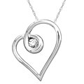14k White Gold 1/6ct TDW White Diamond Heart Necklace (H-I, I1-I2)