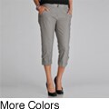 Hanna and Gracie Women's Elastic Waist Capri with Roll Tab Cuffed Hem