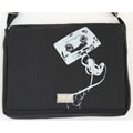 Two Tree Designs Handmade Medium Black Cassette Tape Messenger Bag