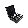 Compact Black Six Watch Case Box with Soft Adjustable Pillows