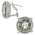 14k Gold Green Amethyst and 1/10ct TDW Diamond Earrings (G-H, I1-I2)