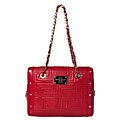 Versace Stitched Red Patent Leather Shoulder Bag