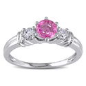 Miadora 14k White Gold Pink Sapphire and 1/4ct TDW Diamond Engagement Ring (G-H, I1-I2)