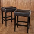 Christopher Knight Home Lopez Backless Brown Leather Counterstools (Set of 2)