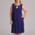 Tiana B. Women's Plus Keyhole Neckline Tiered Jersey Dress