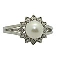 Sterling Diamond and Fresh Water Pearl Silver Ring (I1-I2, IJ)