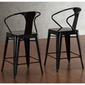Tabouret Black with Back 24-inch Counter Stools (Set of 2)