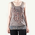 Tabeez Women's Lace Fleur De Lis Burnout Tank Top