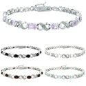 Glitzy Rocks Silvertone Gemstone and Diamond Accent Bracelet