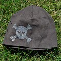 Bellarisa Designs Brown Cotton Rhinestone Skull and Cross Bone Beanie
