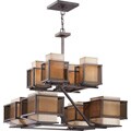 Matrix 8 Light Khaki Fabric Shade/ Smoke Plated Glass Chandelier