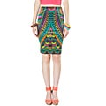 Tabeez Women's Multicolored Velvet Print Pencil Skirt