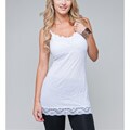 24/7 Frenzy White Lace-trim Spaghetti-strap V-neck Wrinkled Camisole