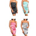 Stanzino Women's Spaghetti Strap Pleated Two-tone Dress