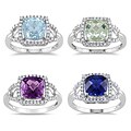 Miadora 10k White Gold Gemstone and 1/5ct TDW Diamond Ring (G-H, I1-I2)