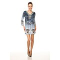 White Mark Women's 'Roma' Blue Peacock Butterfly Dress