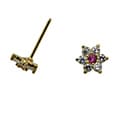 Gold over Silver Children's Red and White Cubic Zirconia Flower Earrings