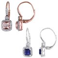 Miadora 10k Gold Sapphire or Morganite and 1/5ct TDW Diamond Earrings (G-H, I1-I2)