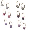 10k Yellow Gold Children's Colored Crystal Slider Bead Hoop Earrings
