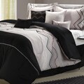 Horizon Grey/Black Embroidered 12-piece Bed in a Bag with Sheet Set