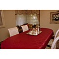 Prestige Red on Red Shell Jacquard Washable Tablecloth With Seamless Scallop Trim