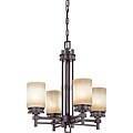 Wright Bronze with Amaretto Glass 4-light Chandelier