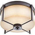 Wright Bronze with Amaretto Glass 3-light Large Flush Fixture