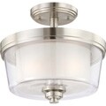 Decker Nickel and Frosted 2-Light Semi Flush Fixture