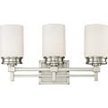 Wright Nickel w/ Satin White Glass 3-Light Vanity Fixture