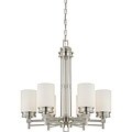 Wright Nickel and Satin White Glass 6-Light Chandelier