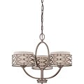 Harlow Bronze and Khaki Fabric Shades 3-Light Chandelier