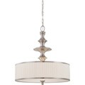 Candice Nickel and Flat Pleated White Shade 3-Light Pendant