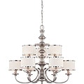 Candice Nickel and Flat Pleated White Shades 9-Light Chandelier