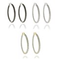 Finesque Overlay Diamond Accent Large Hoop Earrings