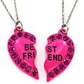 Silvertone Pink Resin 'Best Friend' Heart 2-piece Necklace Set