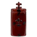 Ceramic Jar with Lid Red Antique Finish