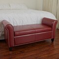Christopher Knight Home Hemmingway Oxblood Red Bonded Leather Armed Storage Ottoman